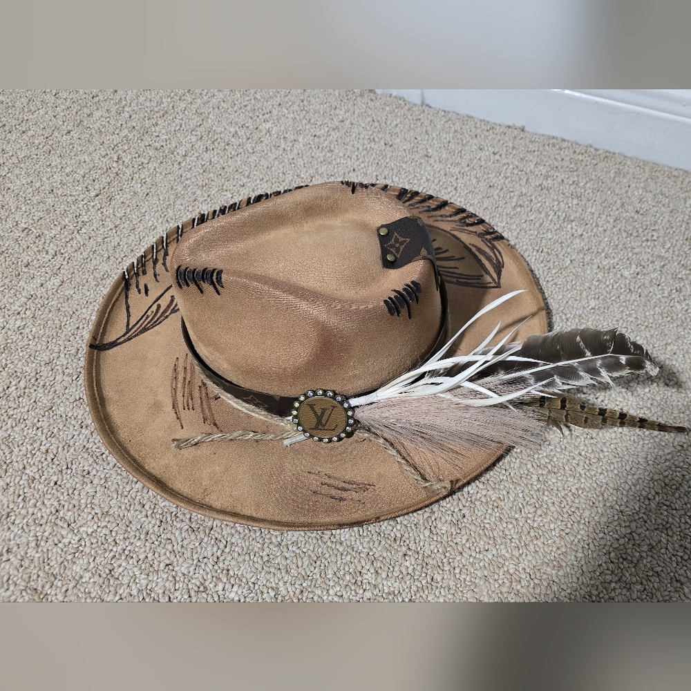 Tan Feather Western Hat